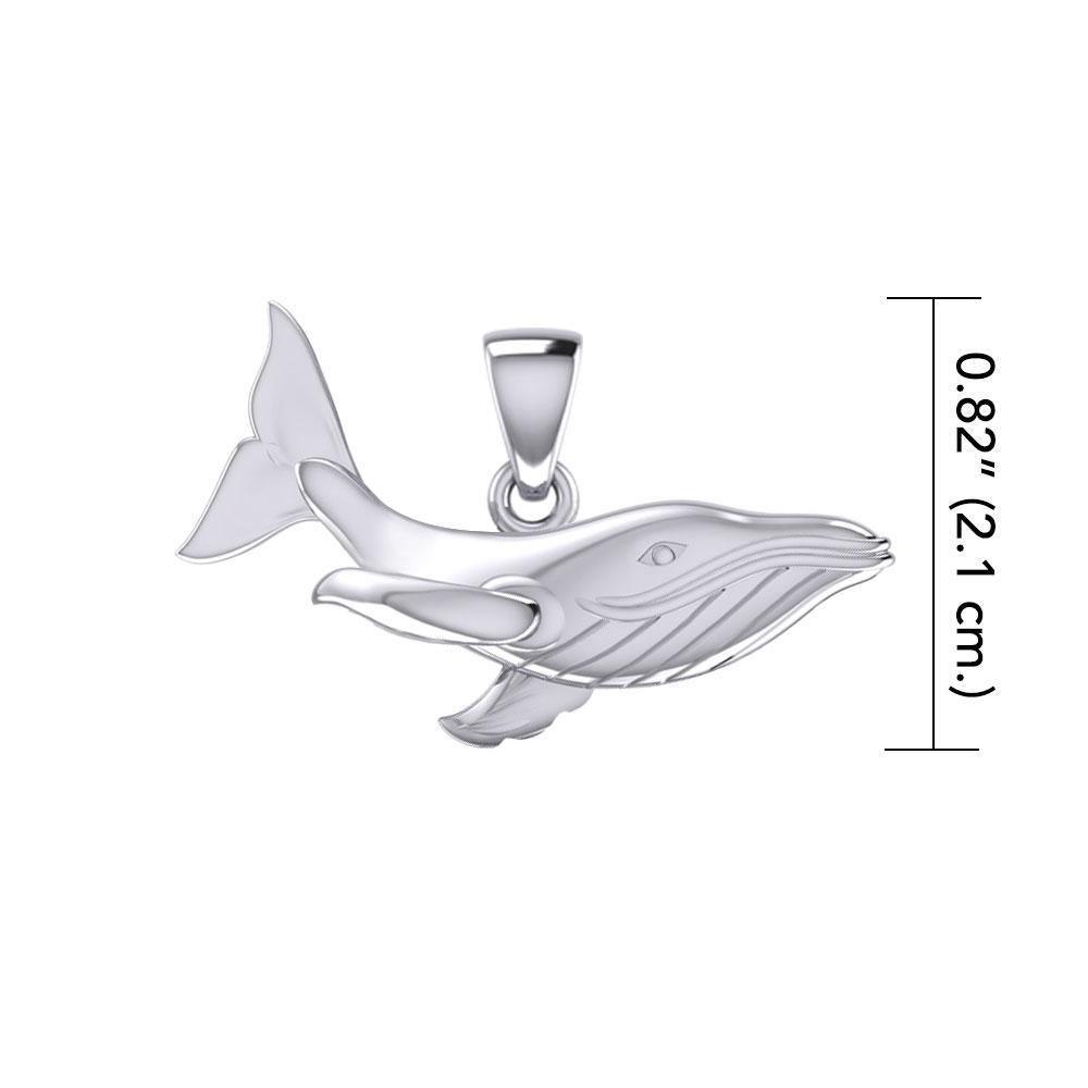 Swimming Blue Whale Sterling Silver Pendant TPD5405