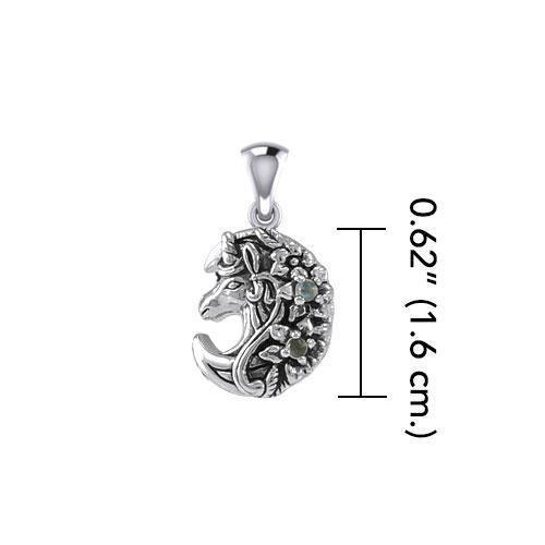 Mythical Moon Unicorn Silver Pendant with Gemstone TPD5406