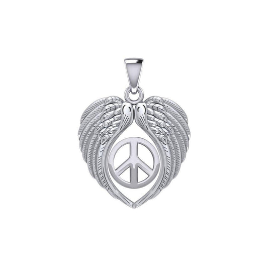 Feel the Tranquil in Angels Wings Silver Pendant with Peace TPD5455