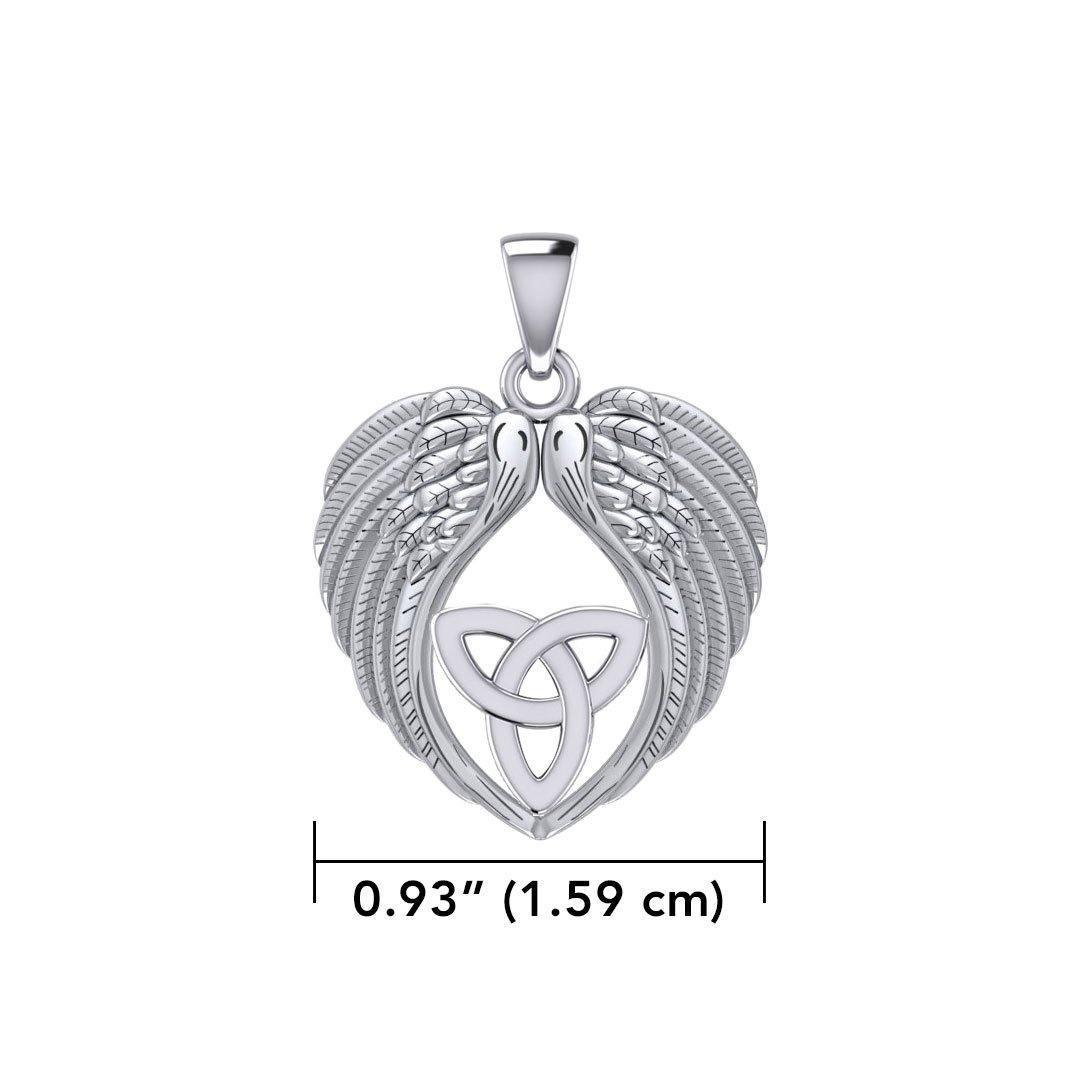 Feel the Tranquil in Angels Wings Silver Pendant with Trinity Knot TPD5456