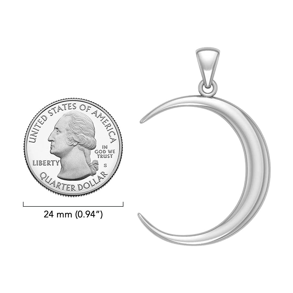 Crescent Moon Sterling Silver Plated over Solid Brass Pendant BPD5463*