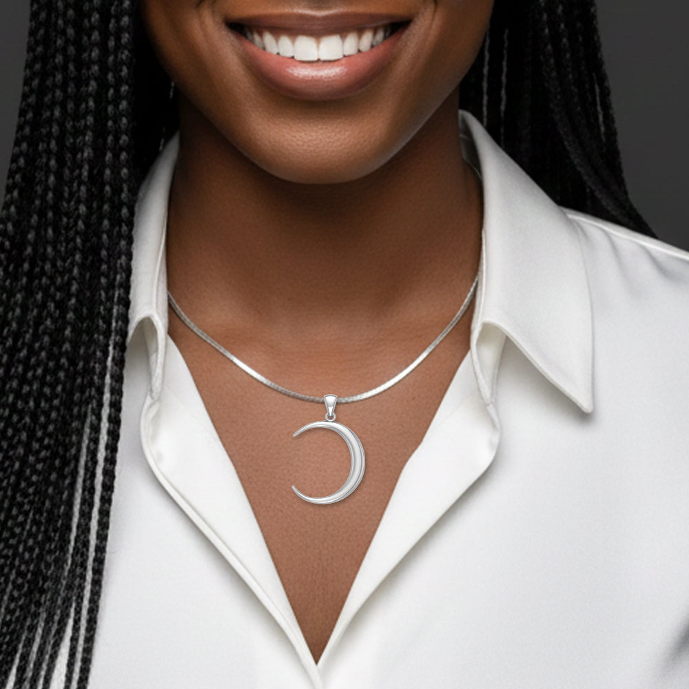 Crescent Moon Sterling Silver Plated over Solid Brass Pendant BPD5463*