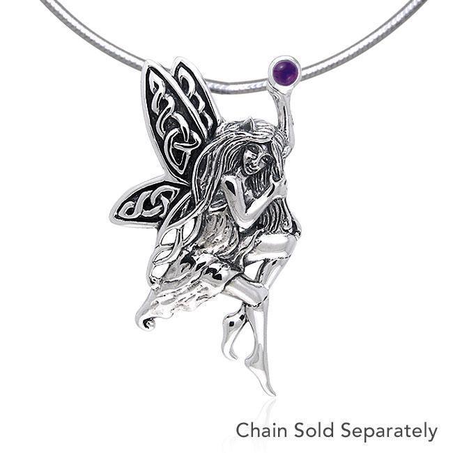 Fairy Holding Gem Silver Pendant TPD554