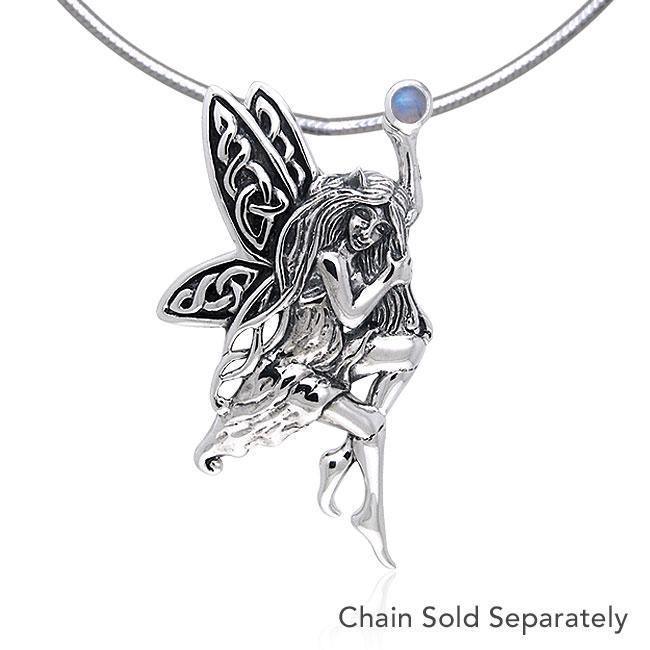 Fairy Holding Gem Silver Pendant TPD554