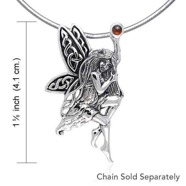 Fairy Holding Gem Silver Pendant TPD554