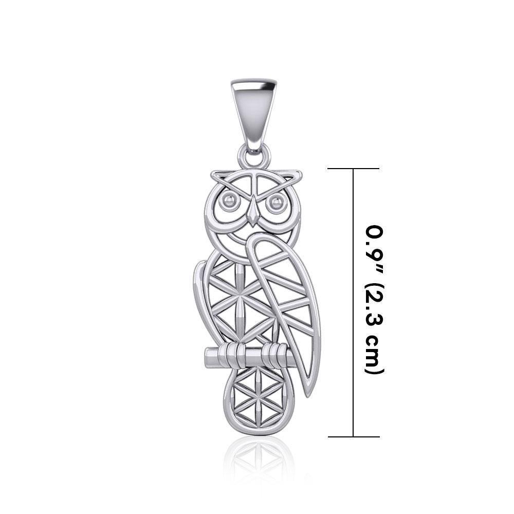 Silver Flower of Life Owl Pendant TPD5612