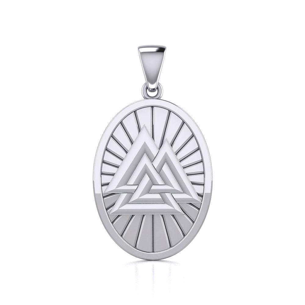 Sterling Silver Viking Valknut Oval Pendant Jewelry TPD5615