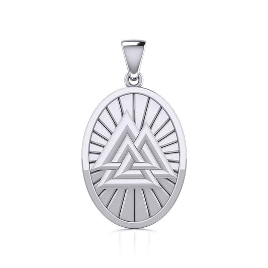 Sterling Silver Viking Valknut Oval Pendant Jewelry TPD5615