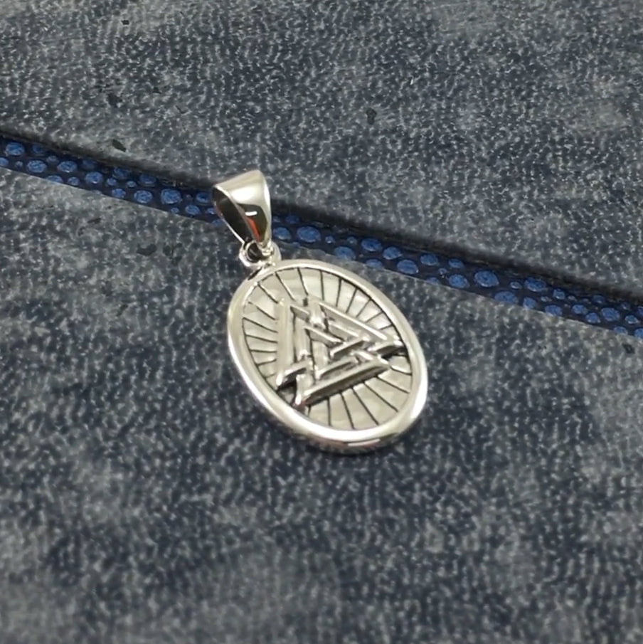 Sterling Silver Viking Valknut Oval Pendant Jewelry TPD5615