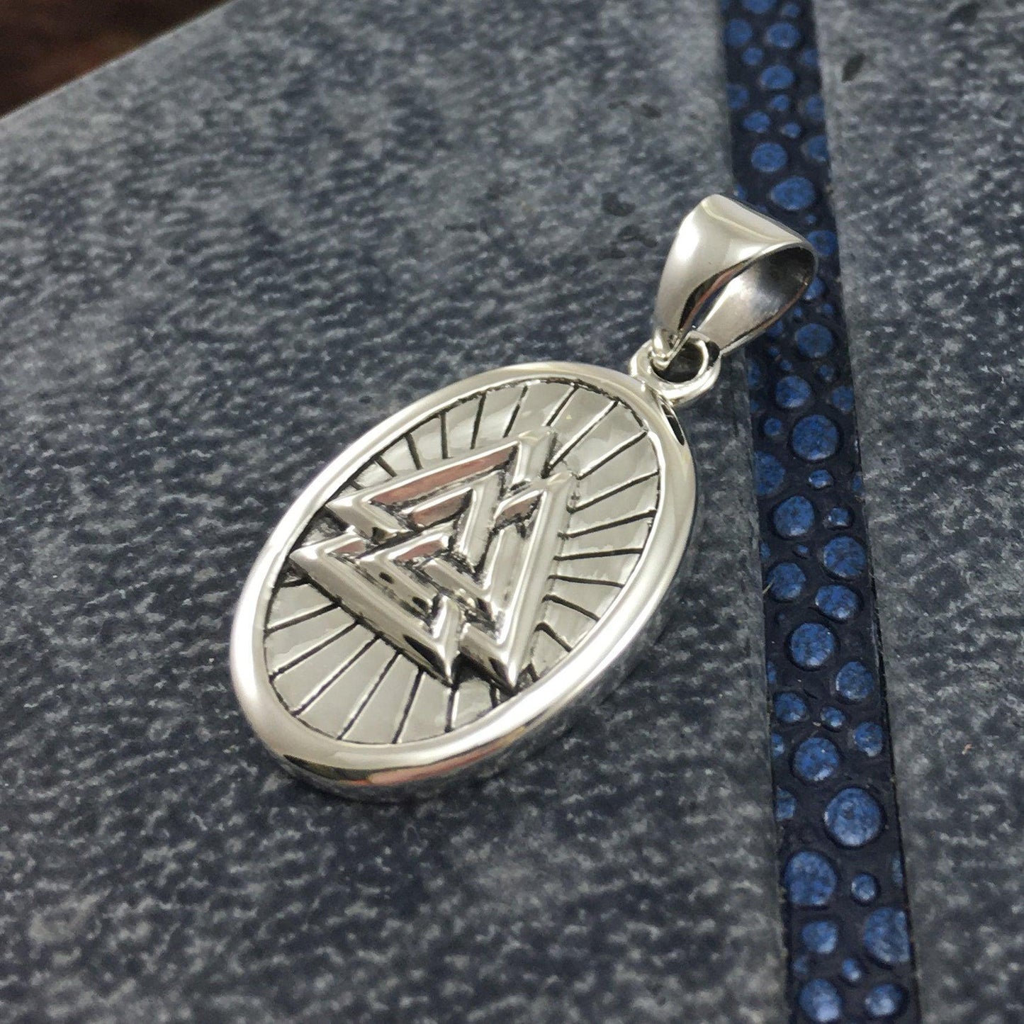 Sterling Silver Viking Valknut Oval Pendant Jewelry TPD5615