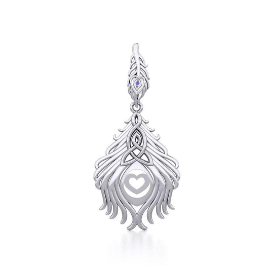 Celtic Peacock Tail Silver Pendant with Gemstone TPD5640