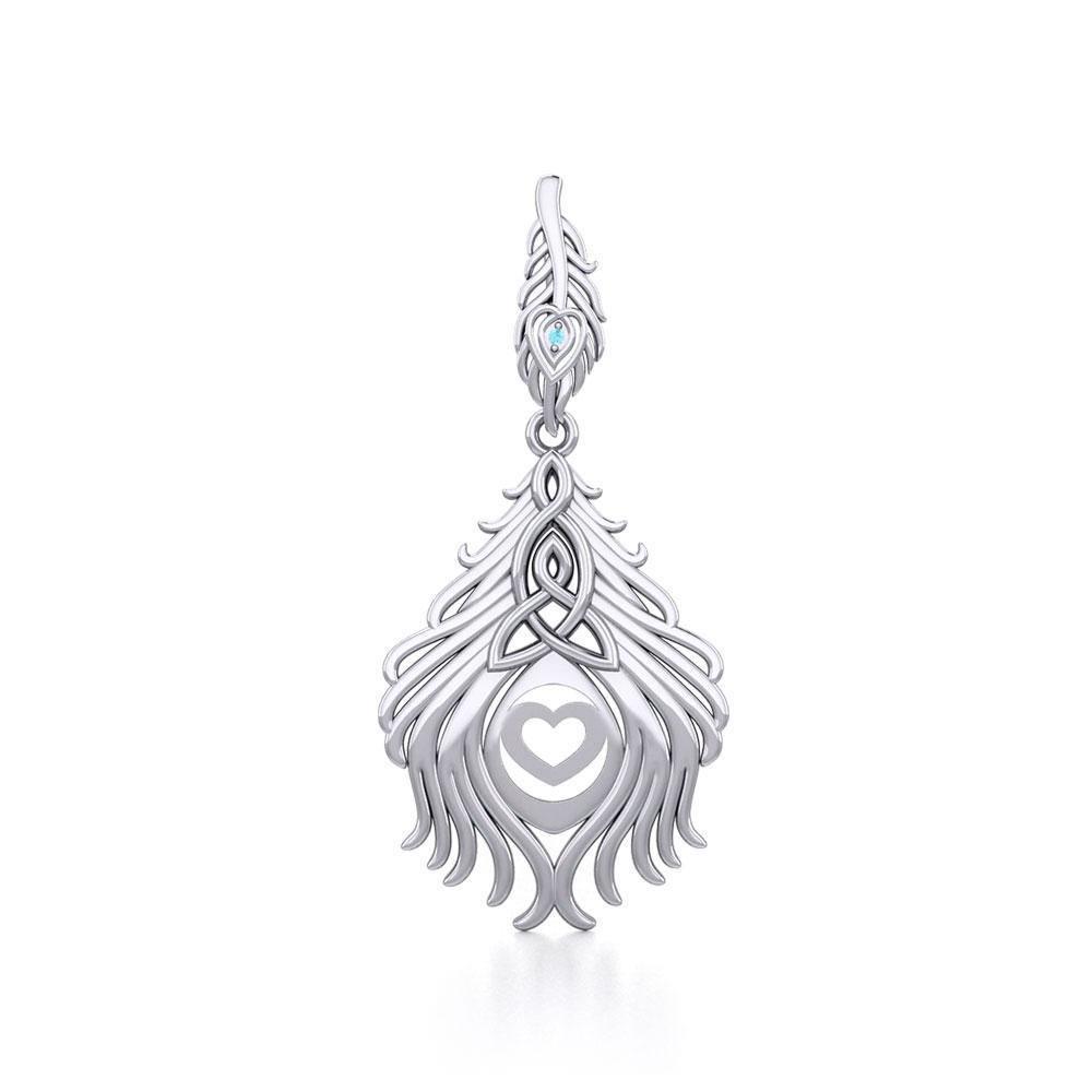 Celtic Peacock Tail Silver Pendant with Gemstone TPD5640