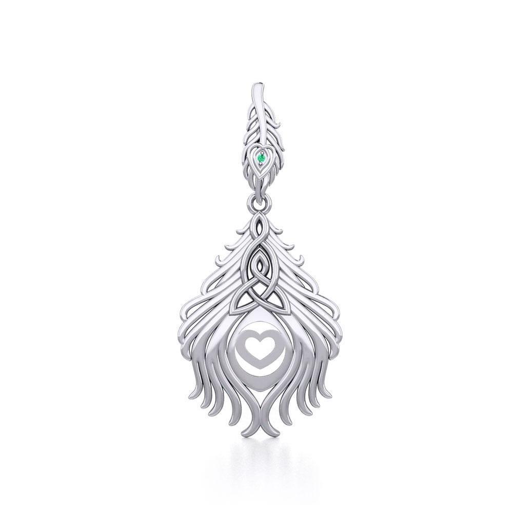 Celtic Peacock Tail Silver Pendant with Gemstone TPD5640