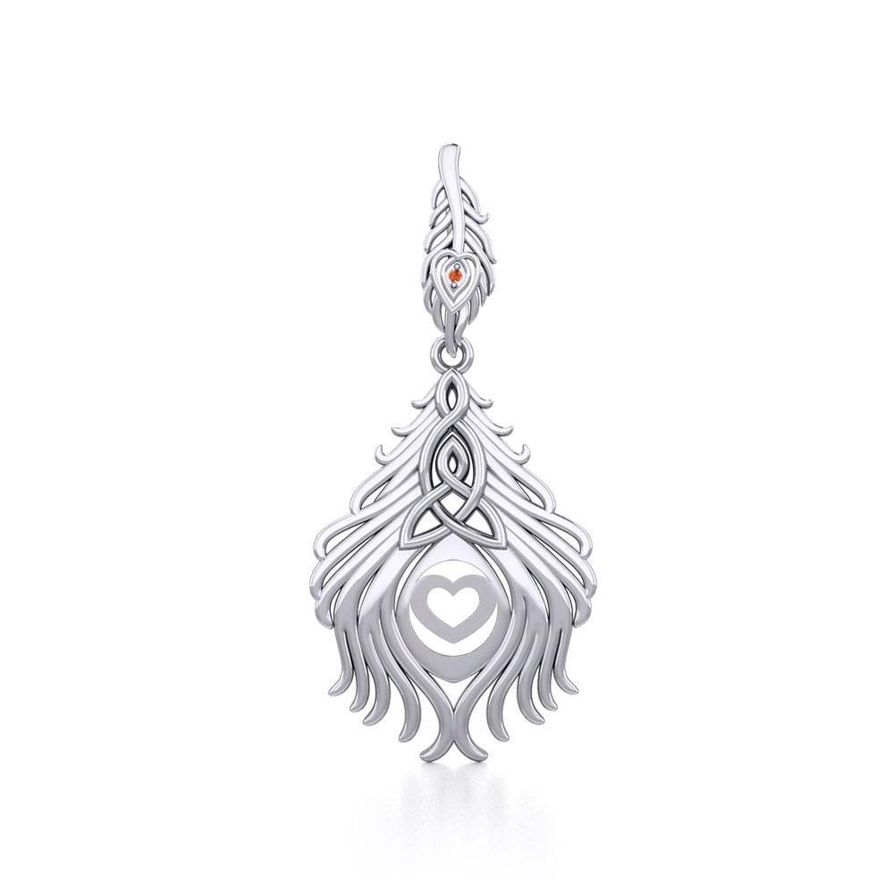 Celtic Peacock Tail Silver Pendant with Gemstone TPD5640