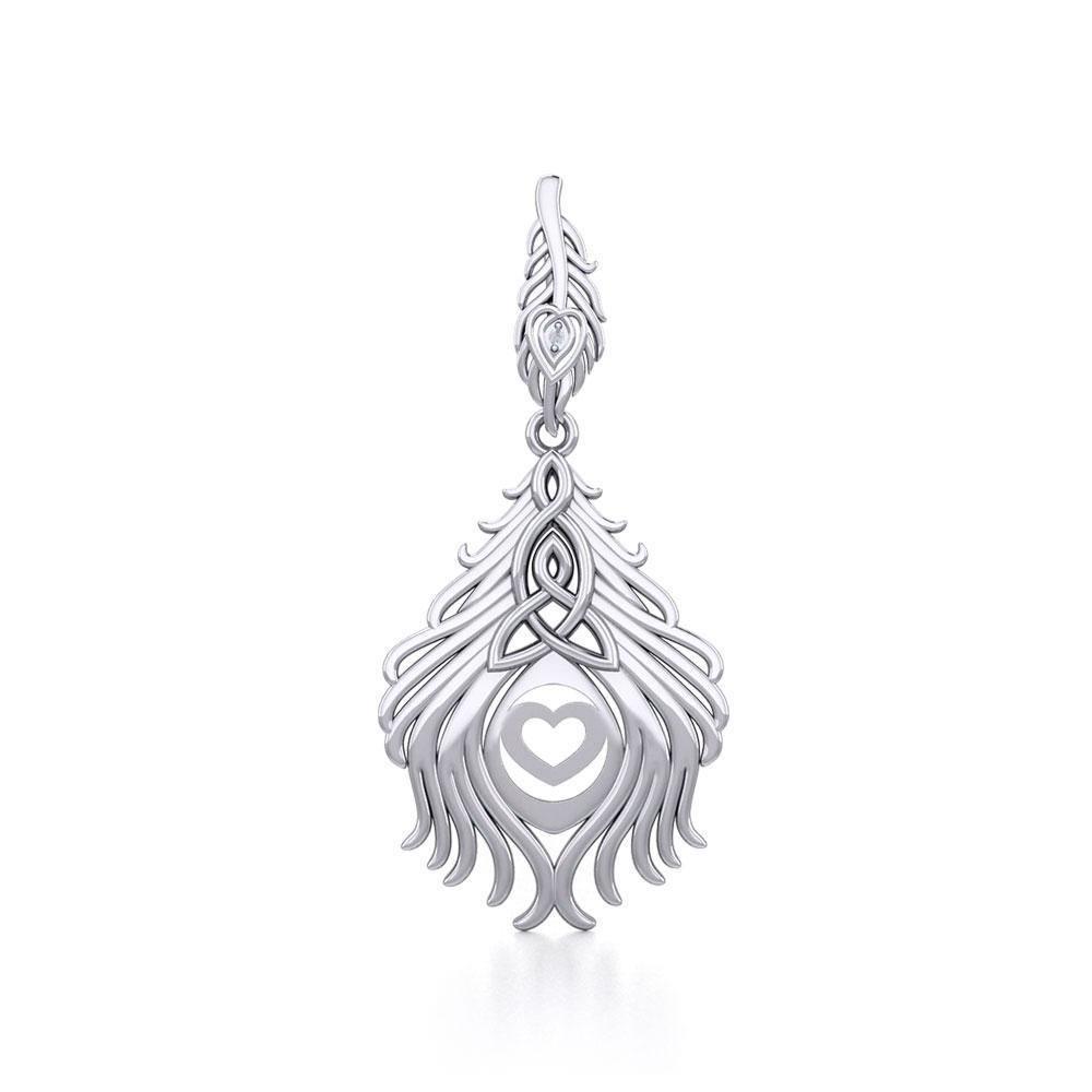 Celtic Peacock Tail Silver Pendant with Gemstone TPD5640