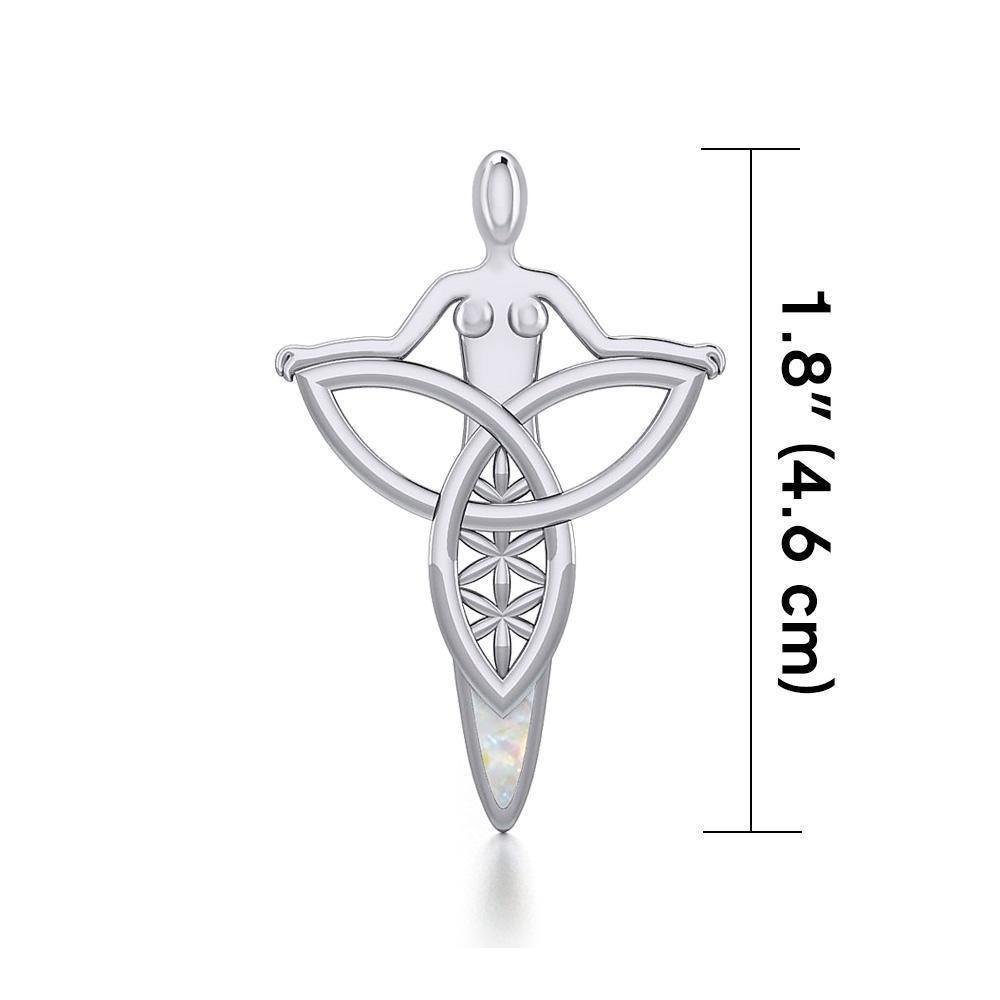 Celtic Trinity Knot Goddess Silver Pendant with Inlay TPD5654