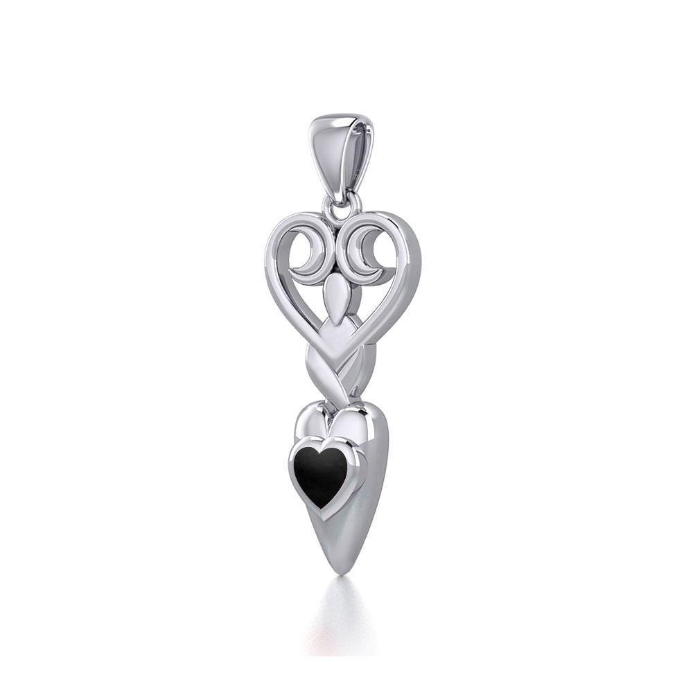 Goddess with Heart Gemstone Silver Pendant TPD5657
