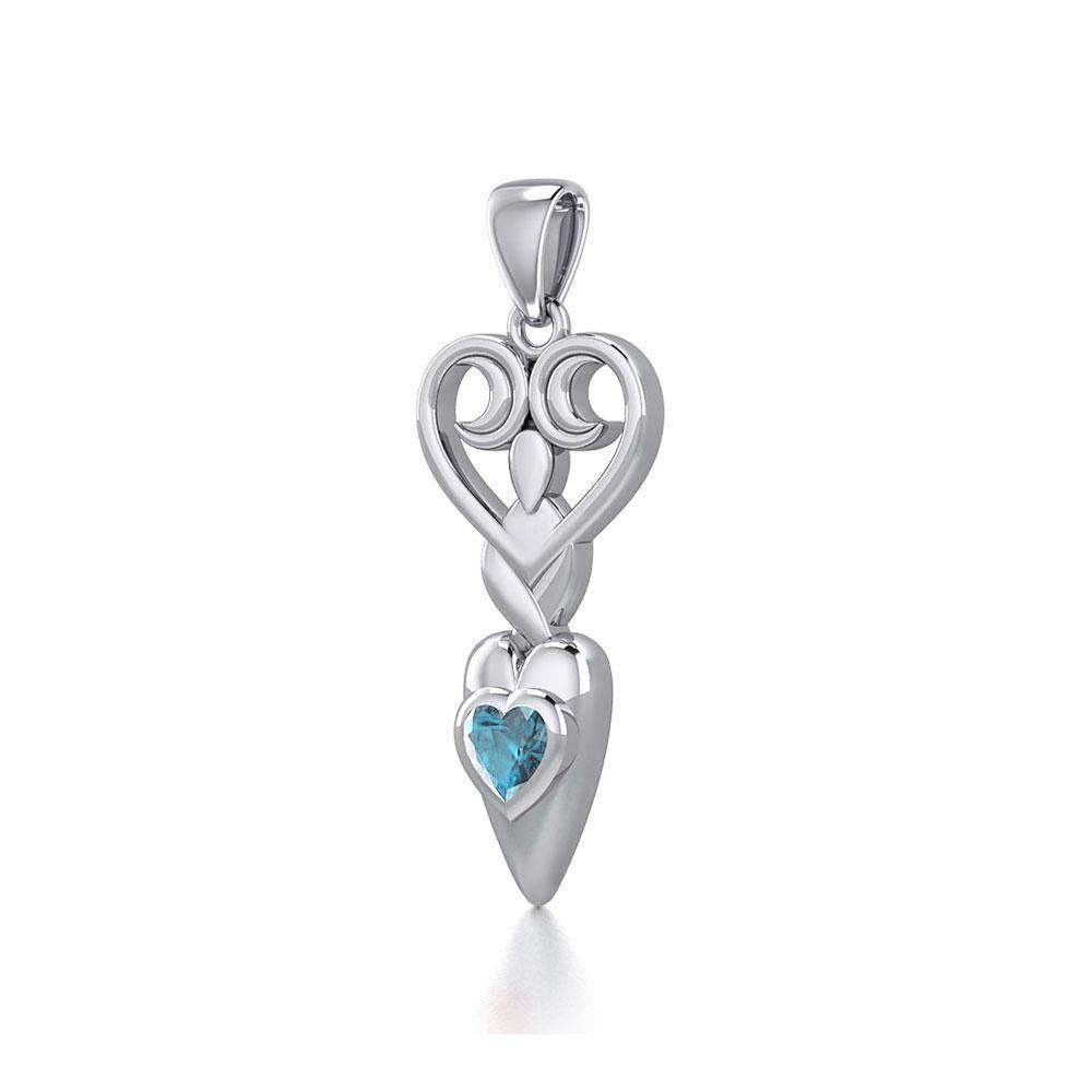 Goddess with Heart Gemstone Silver Pendant TPD5657