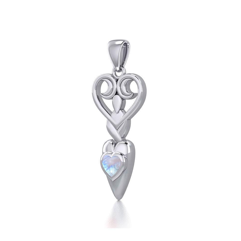 Goddess with Heart Gemstone Silver Pendant TPD5657