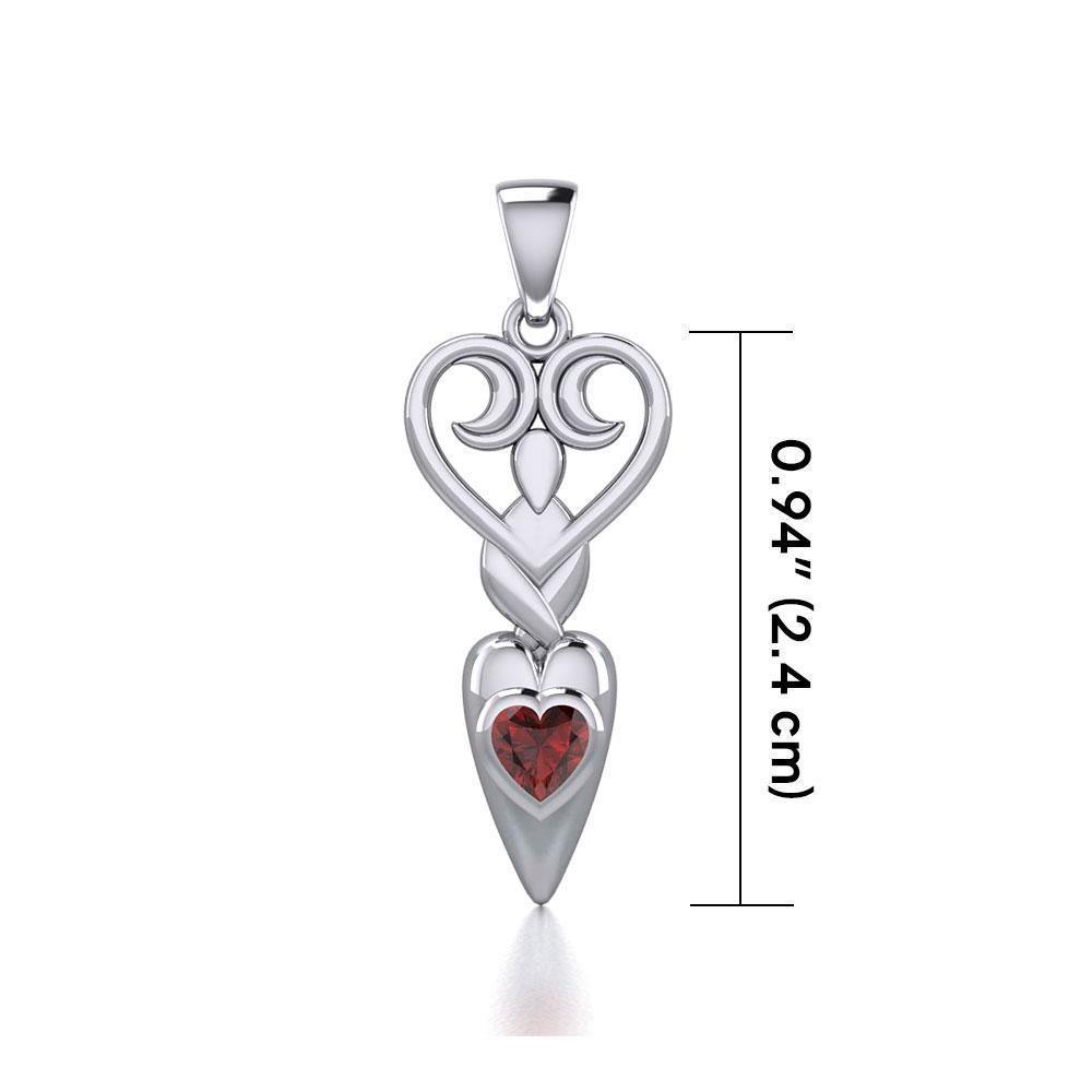 Goddess with Heart Gemstone Silver Pendant TPD5657