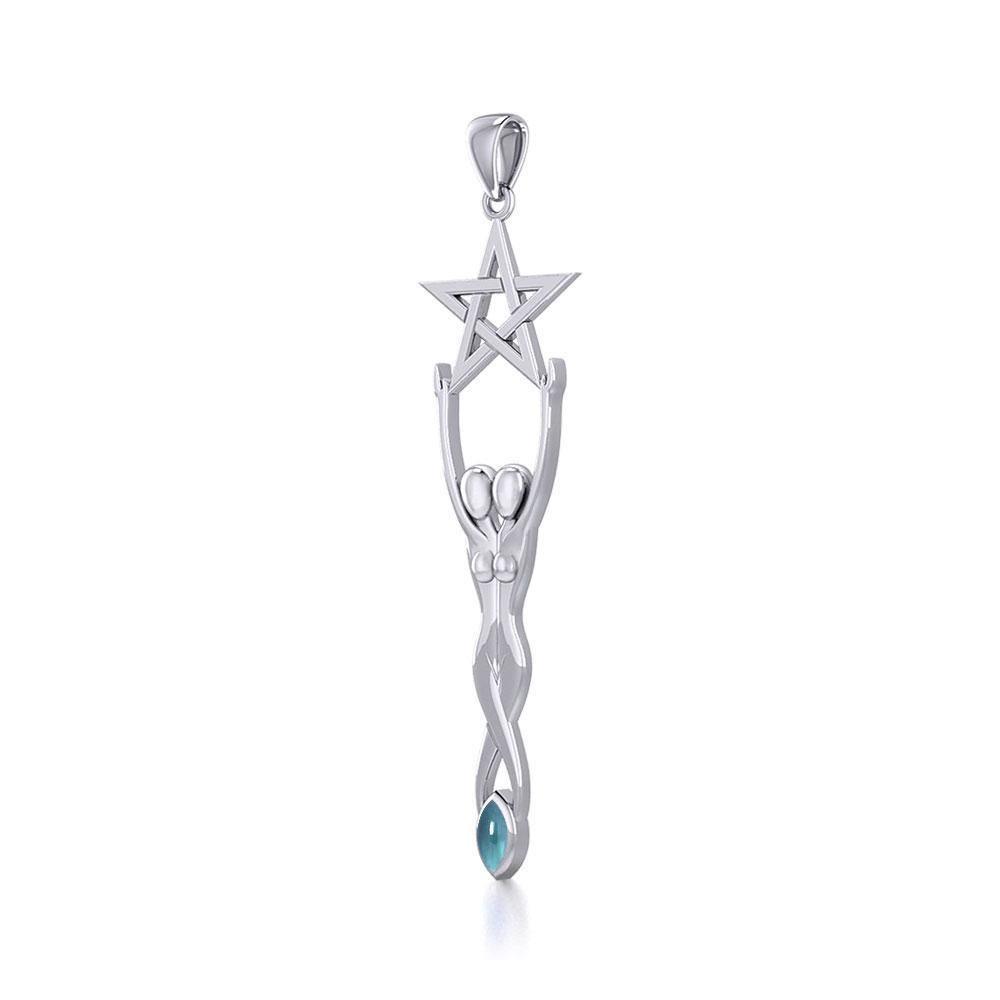 Twin Goddess with Pentacle Silver Pendant TPD5658
