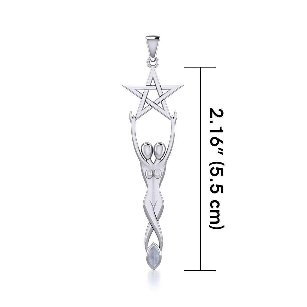 Twin Goddess with Pentacle Silver Pendant TPD5658