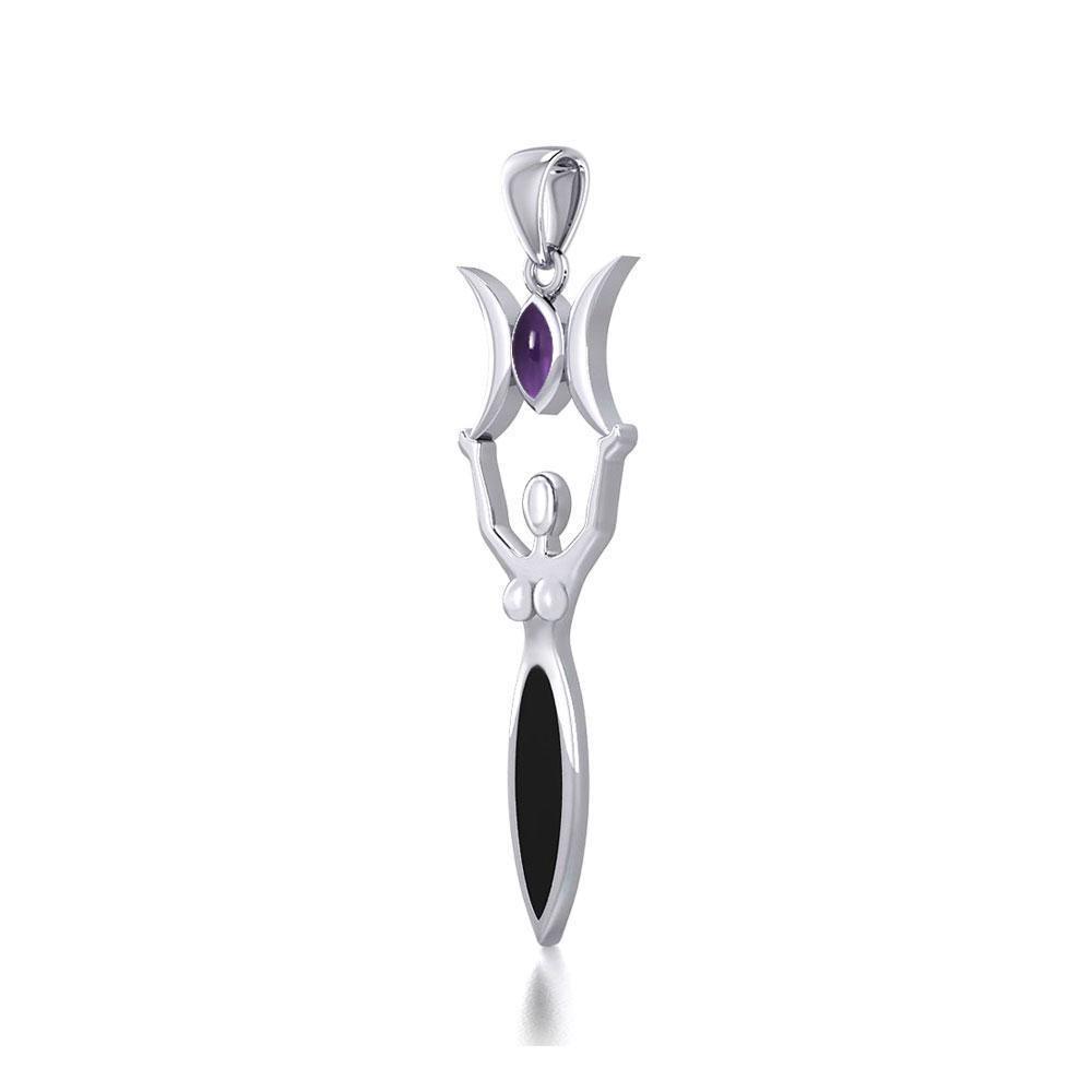 Triple Goddess with Marquise Gemstone Silver Pendant TPD5659
