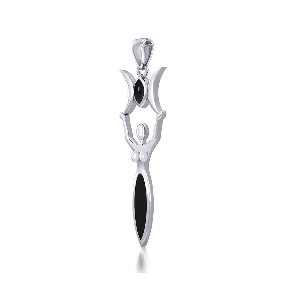 Triple Goddess with Marquise Gemstone Silver Pendant TPD5659