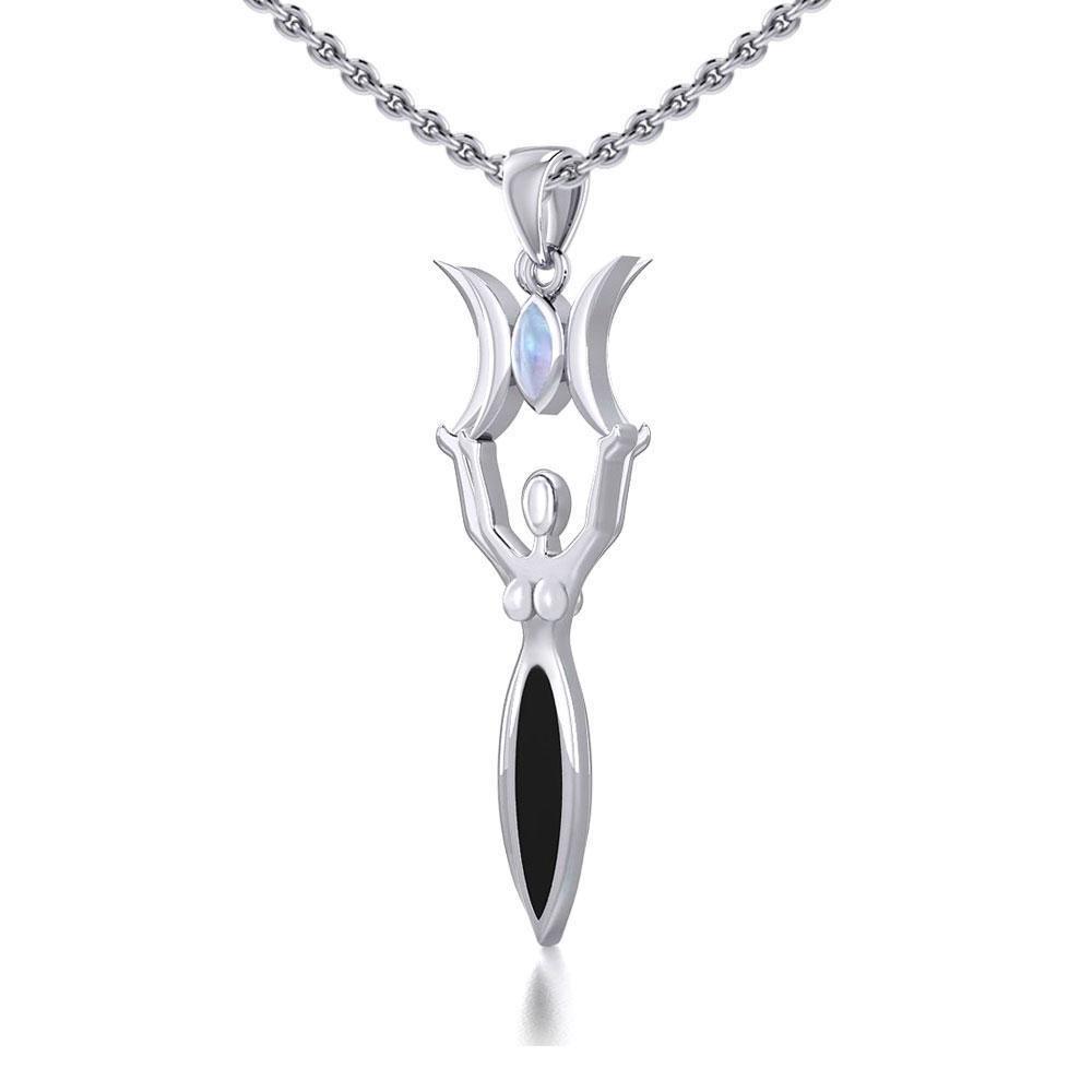Triple Goddess with Marquise Gemstone Silver Pendant TPD5659