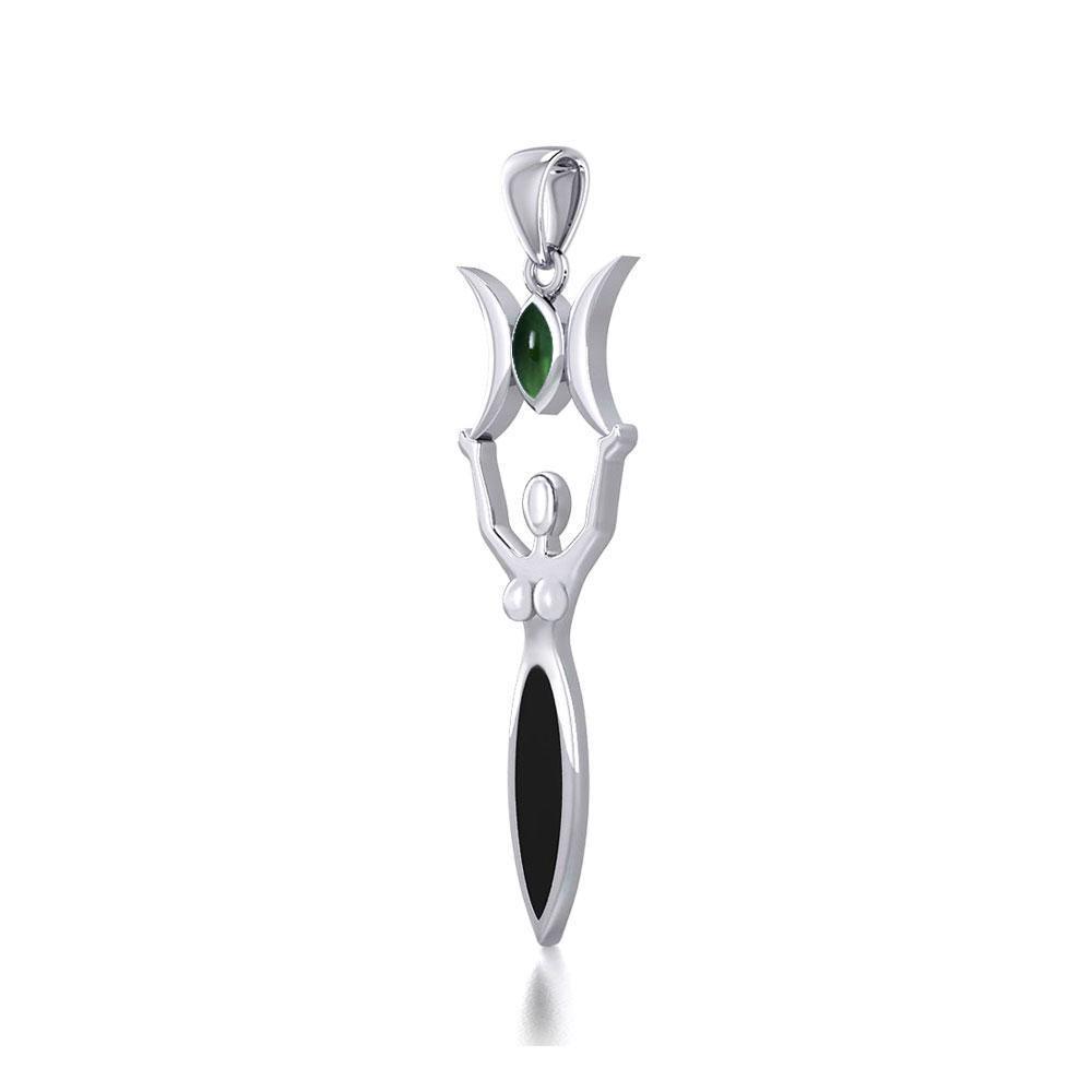 Triple Goddess with Marquise Gemstone Silver Pendant TPD5659