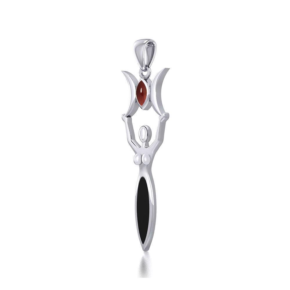 Triple Goddess with Marquise Gemstone Silver Pendant TPD5659