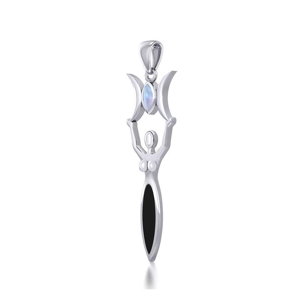 Triple Goddess with Marquise Gemstone Silver Pendant TPD5659