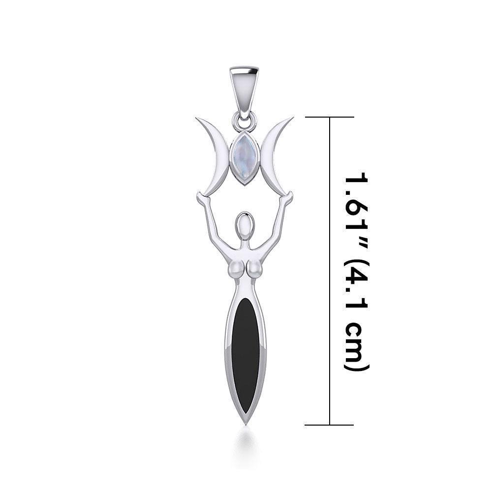 Triple Goddess with Marquise Gemstone Silver Pendant TPD5659