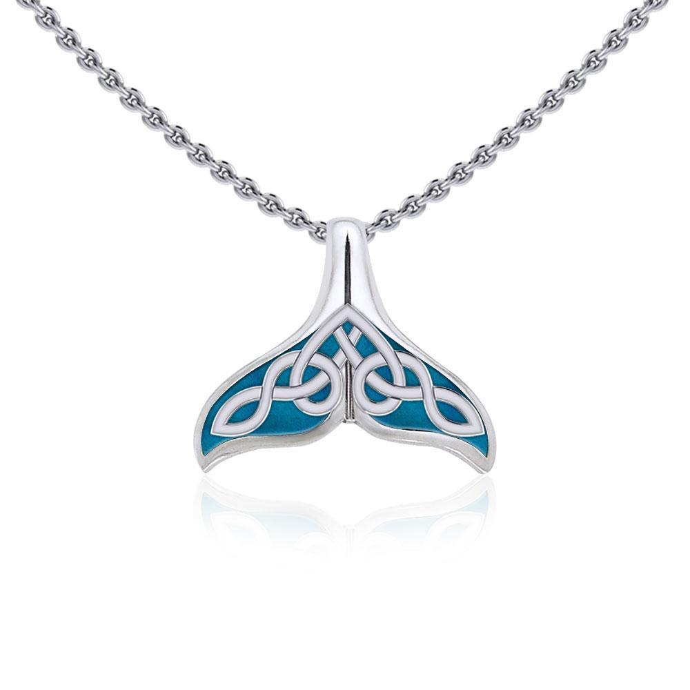 Celtic Whale Tail Silver Pendant with Enamel TPD5666