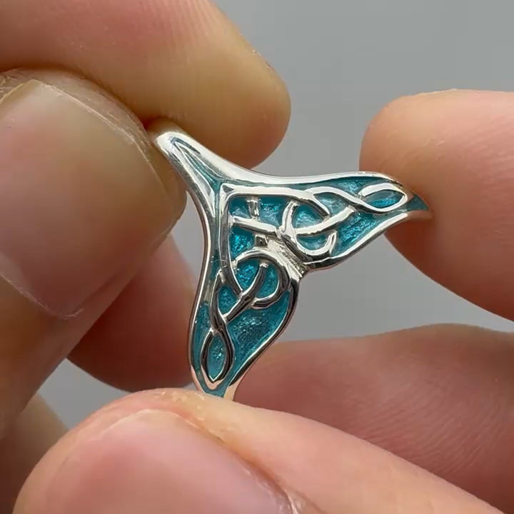 Celtic Whale Tail Silver Pendant with Enamel TPD5666