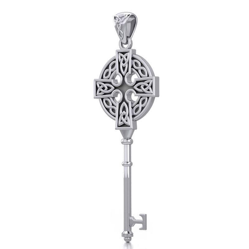 Celtic Cross Spiritual Enchantment Key Silver Pendant TPD5674