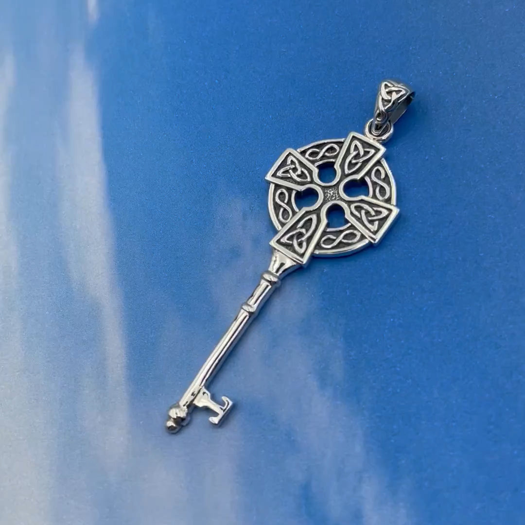 Celtic Cross Spiritual Enchantment Key Sterling Silver Pendant TPD5674