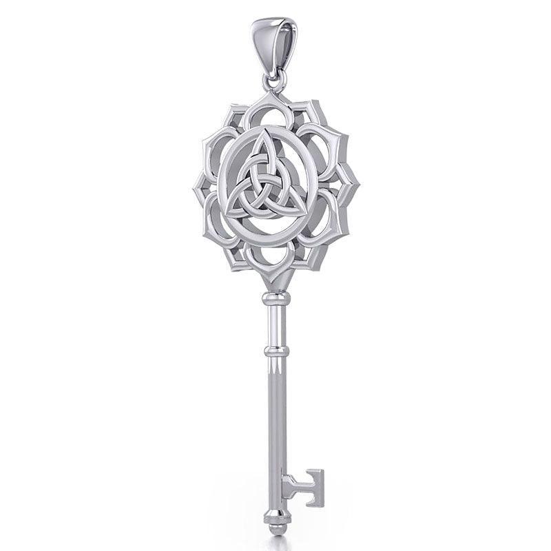 Celtic Triquetra Spiritual Enchantment Key Silver Pendant TPD5676
