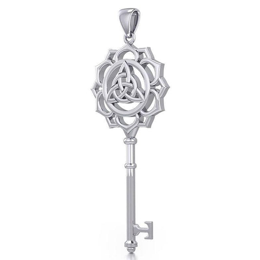 Celtic Triquetra Spiritual Enchantment Key Silver Pendant TPD5676