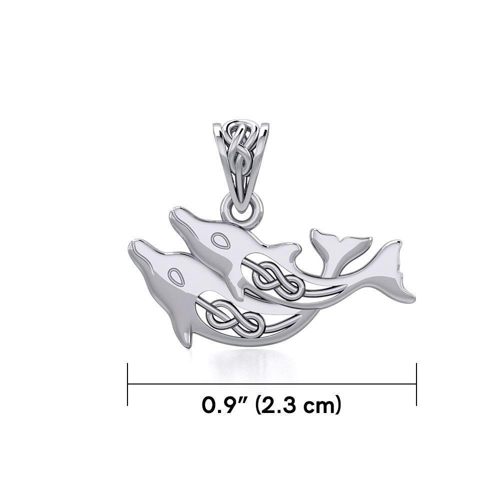 Celtic Joyful Dolphins Silver Pendant TPD5693