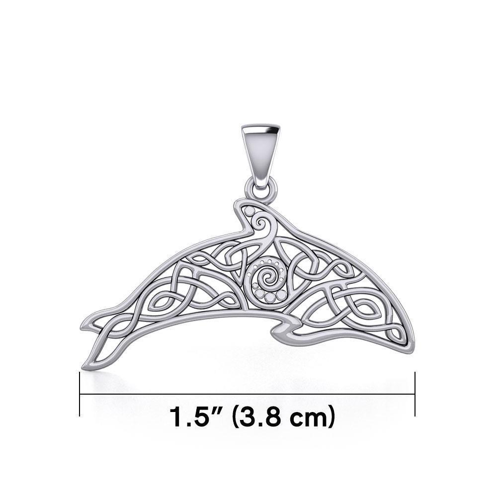 Celtic Filigree Dolphin Silver Pendant TPD5699
