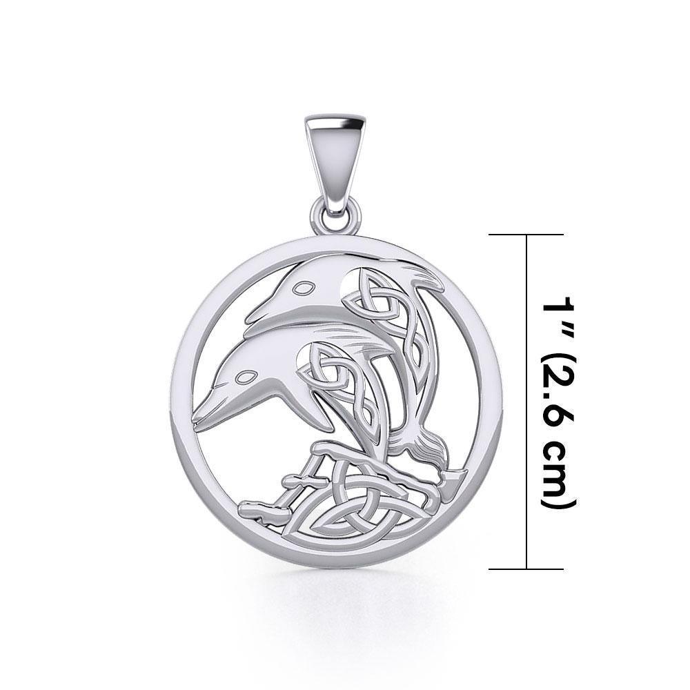 Celtic Jumping Dolphins Silver Pendant TPD5700