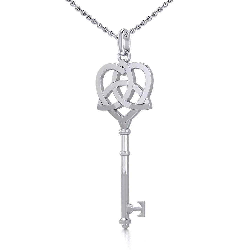 Celtic Heart Spiritual Enchantment Key Silver Pendant TPD5708