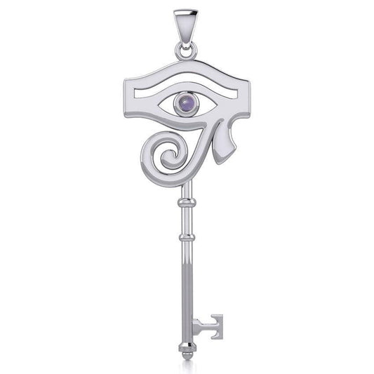 The Eye of Horus Spiritual Enchantment Key Silver Pendant with Gem TPD5711