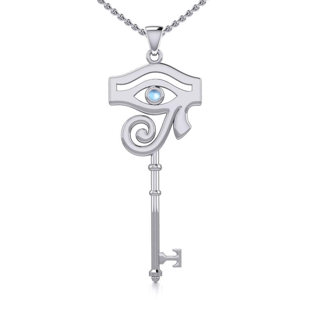 The Eye of Horus Spiritual Enchantment Key Silver Pendant with Gem TPD5711