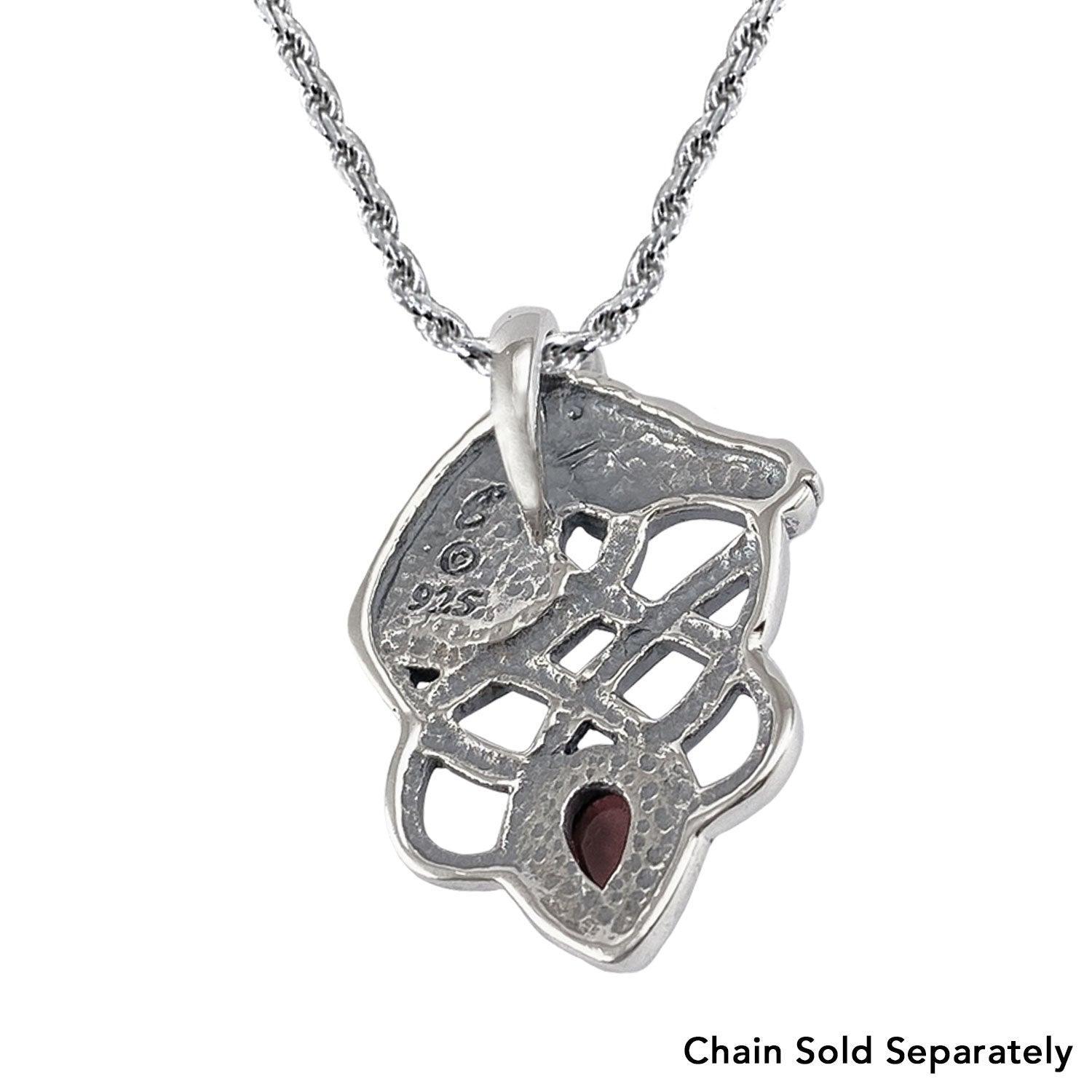 Silver Horsehead Knotwork Pendant with Gemstone TPD5727