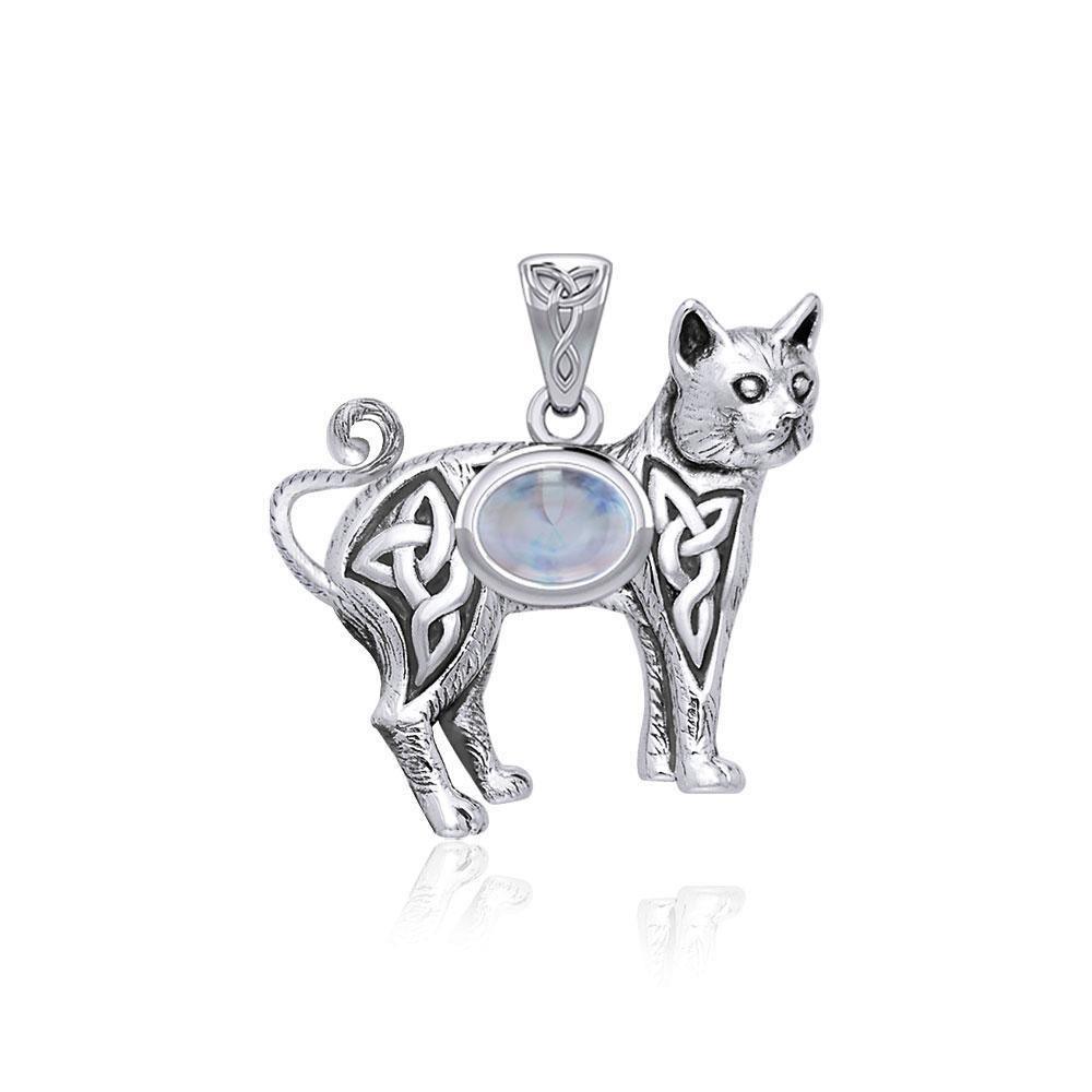 Celtic Cat Pendant with Gemstone TPD5729