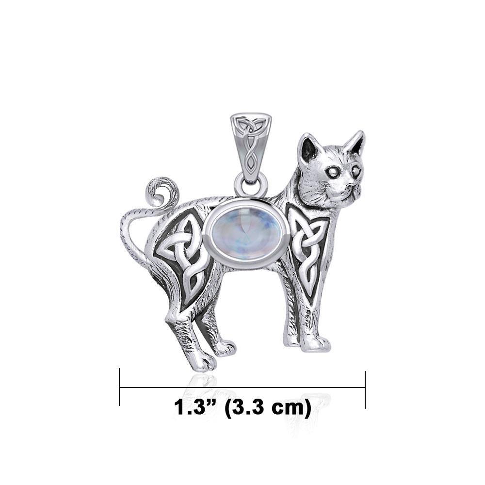 Celtic Cat Pendant with Gemstone TPD5729