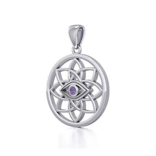 Flower of Life Eye Silver Pendant with Gem TPD5734