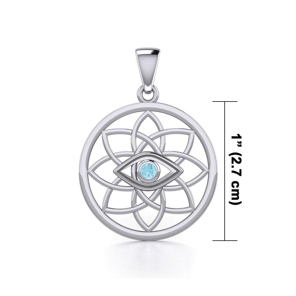 Flower of Life Eye Silver Pendant with Gem TPD5734